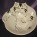 Handmade and Handpainted Vintage Fat Cat Bowl with Green Eyes