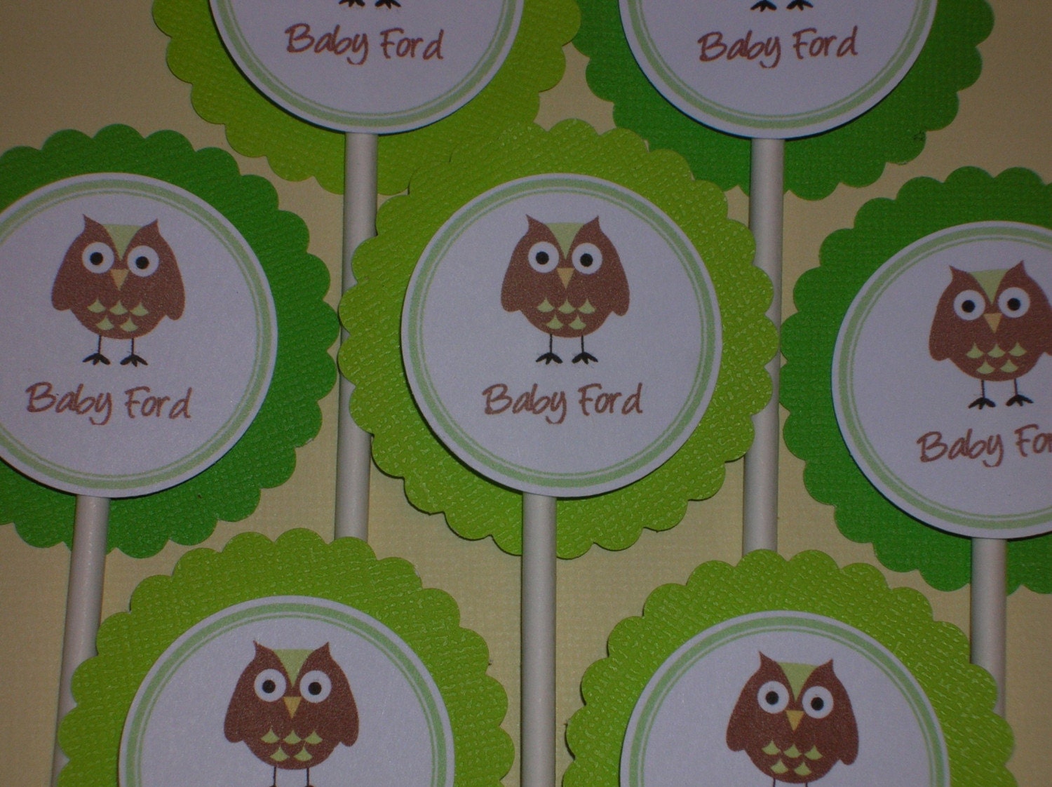 Baby Shower Cupcake Toppers, picks, owl, gender neutral Il_570xn