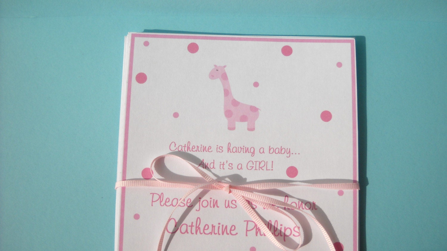 Invitations, baby shower, giraffe, pink, girl Il_570xn
