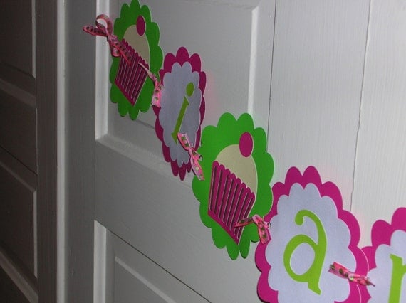 Cupcake Birthday Banner - I am 3 Il_570xn