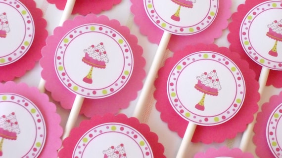 Cupcake Toppers, shades of pink Il_570xn