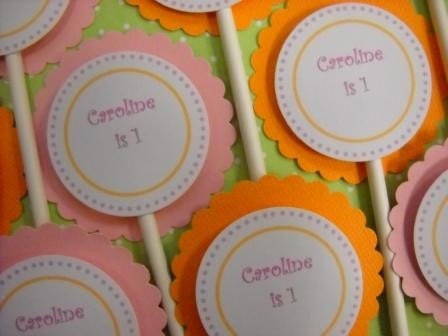 Cupcake Toppers - pink and orange Il_570xn