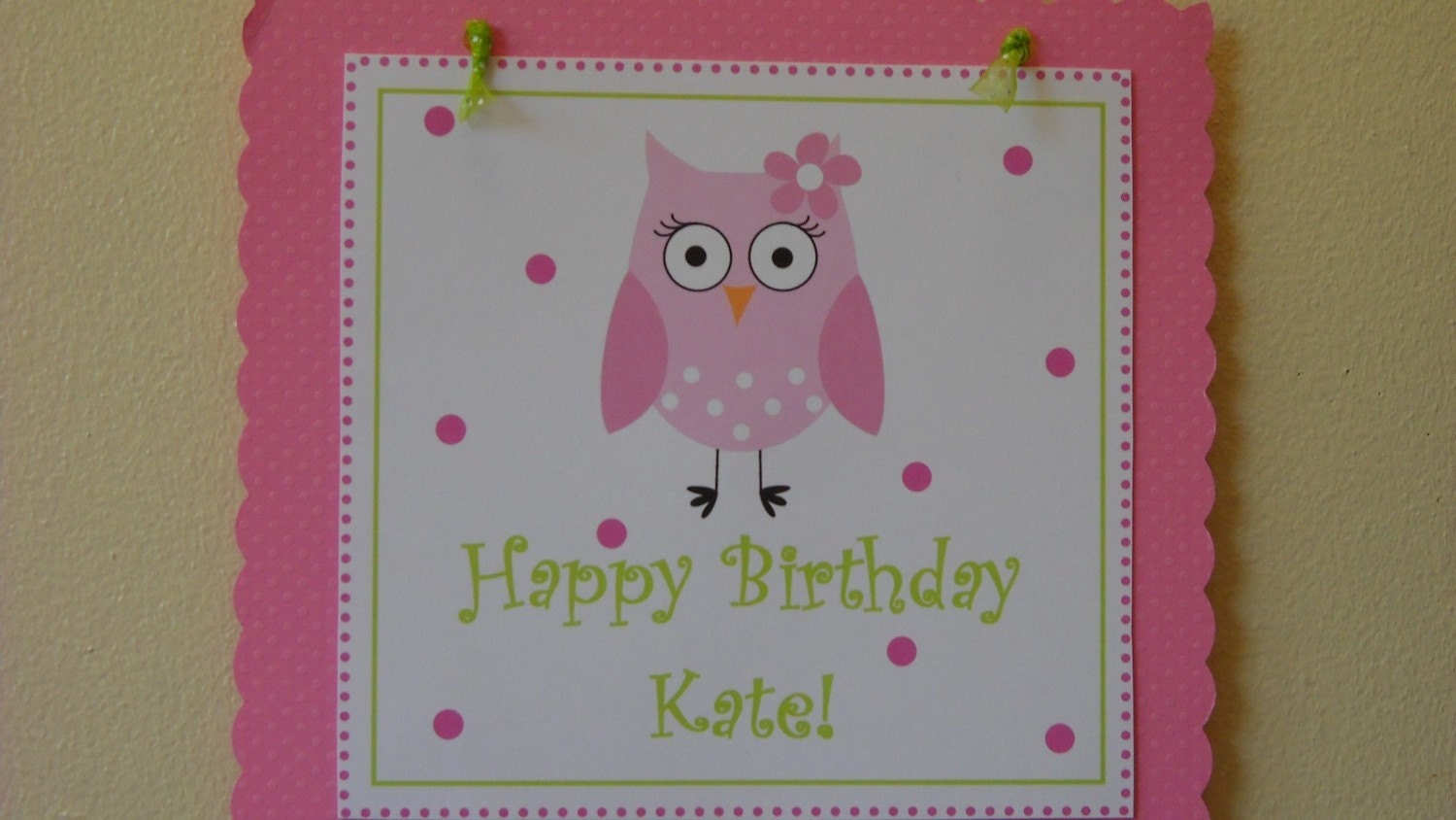 Party Sign, pink and green owl Il_570xn