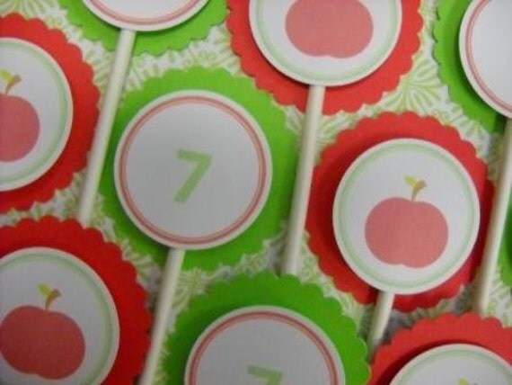 Cupcake Toppers - Apple Theme for your fall party Il_570xn