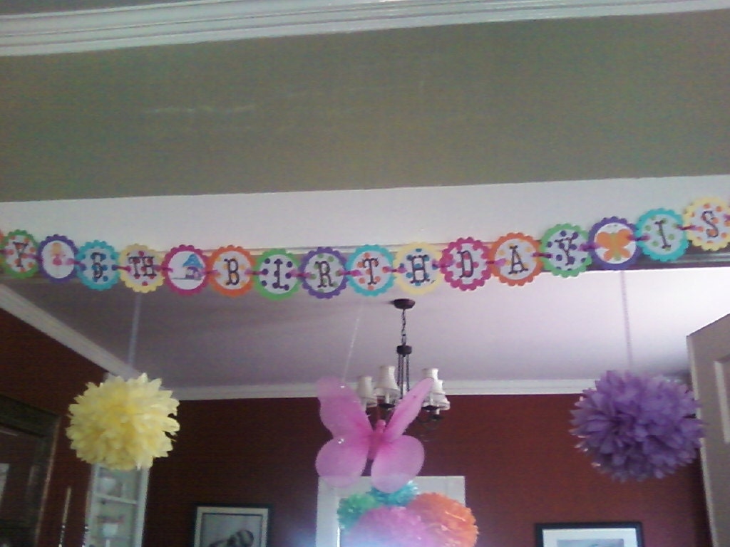 Fairy Theme Birthday Banner - bright colors Il_570xn