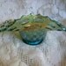 AntiqueTwo Row Open Edge Fenton Carnival Teal Basket Hat, Jack-in-the-Pulpit , Rare, Time Raveler