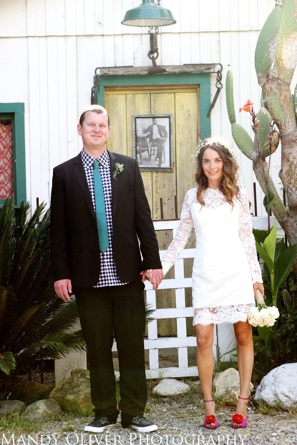 Short Lace Wedding Dress with Sleeves - Vintage Inspired