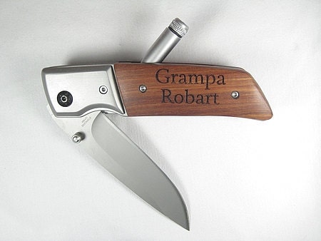 Personalized Engraved Pocket Knife Mini LED Flashlight Wood Groomsman Ring Bearer Best Man Gift Hunting Hiking Keepsake