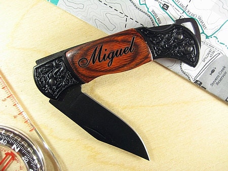 8 Engraved Black Decor Folding Pocket Knives Personalized Groomsman Best Man Ring Bearer Father of the Bride Gift Wedding Gift Keepsake