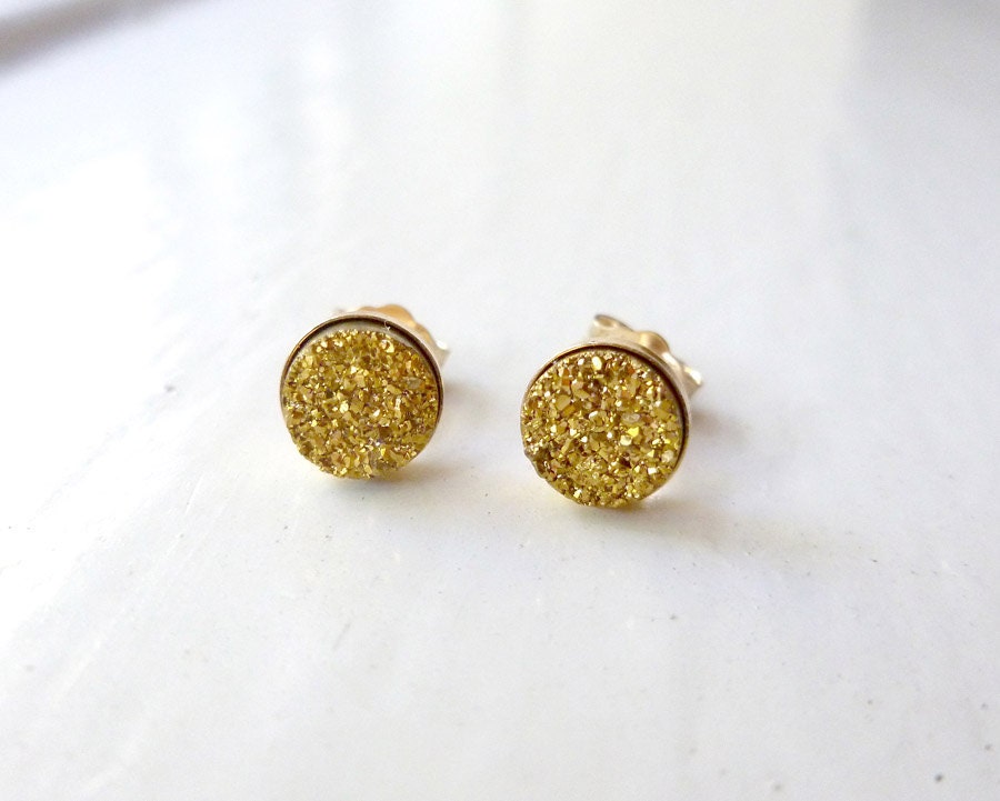 Tiny Gold Titanium Druzy Goldfilled Earrings