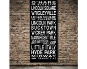 Chicago Destination Roll / Subway Scroll / Tram Banner / Bus Schedule 28in x  64in - Ready to Hang