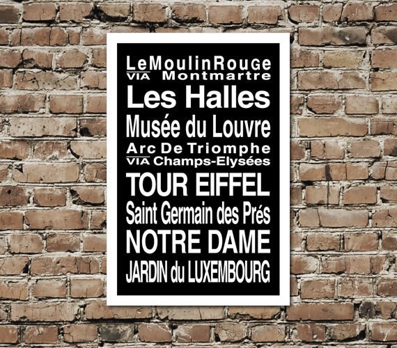 Paris Bus Roll Poster / Subway Scroll / Tram Banner 20in x  30in