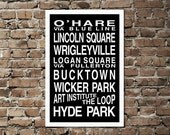 Chicago Bus Roll Poster / Subway Scroll / Tram Banner 20in x  30in