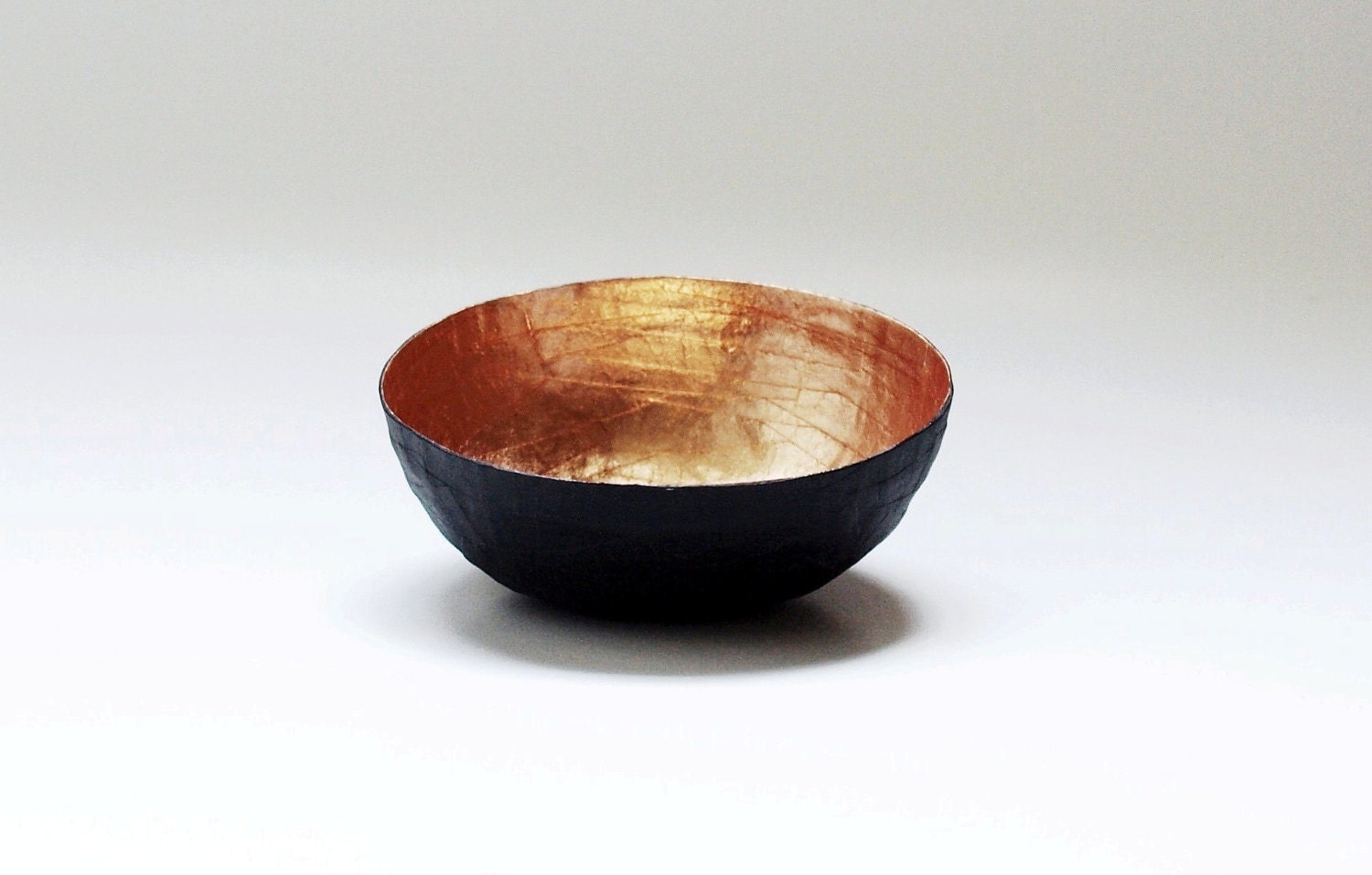 Paper Mache Bowl in Black and Copper  - The Mini - Made to Order