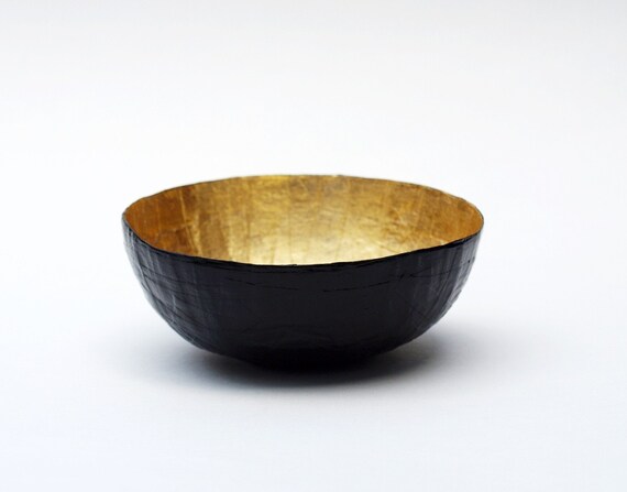 Paper Mache Bowl in Black and Gold - The Mini - Made to order