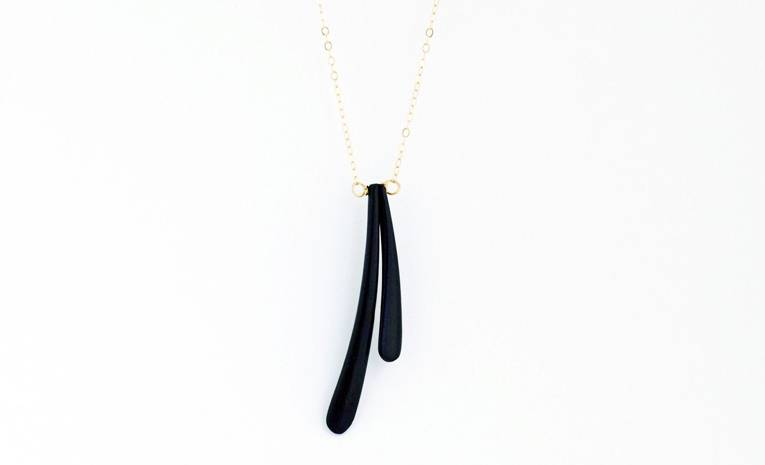 Wood Paddle Necklace in Gold Filled
