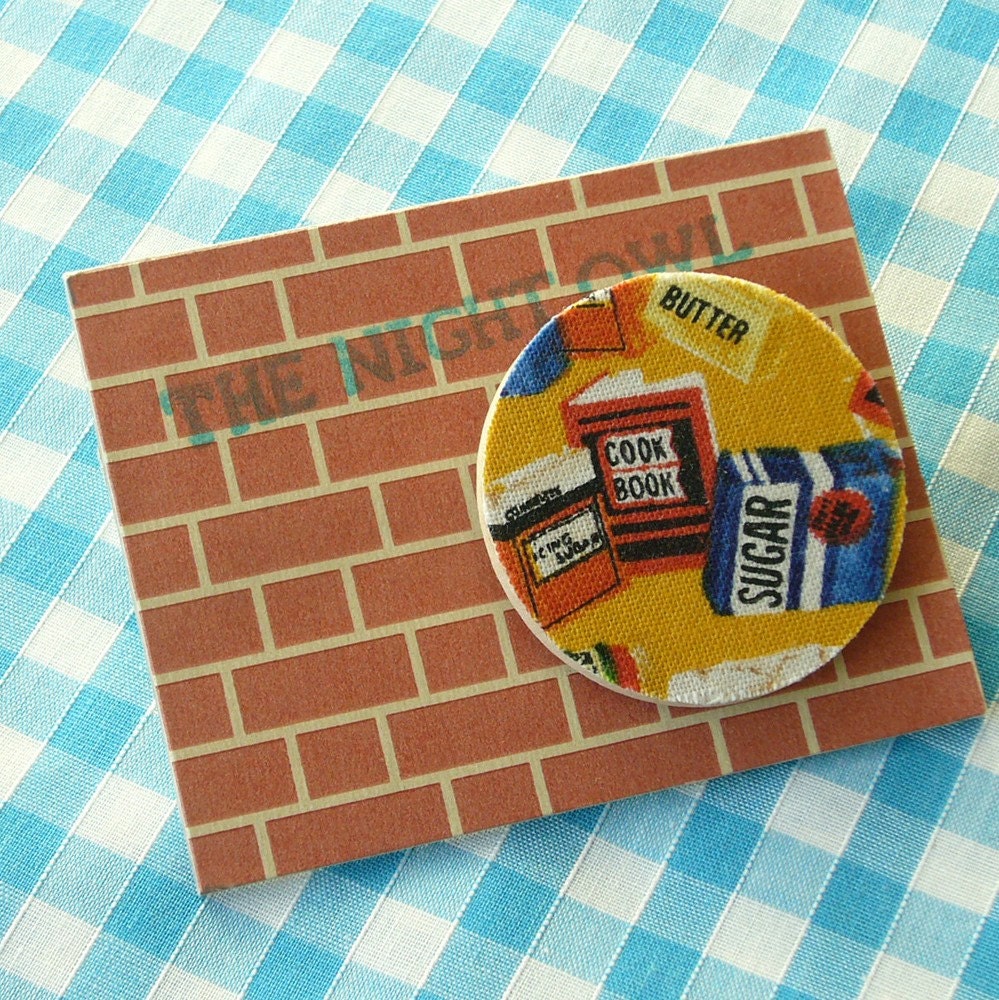 Paddington Bear pinny pin baking badge wooden brooch
