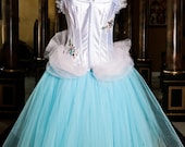 Size medium blue and pink tutu Burlesque Corset prom dress Ready to Ship