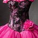 Size Small black and hot pink sparkle tulle prom dress Ready To Ship