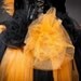 Private listing for heathergarvey Custom Size Orange and Black Feather Burlesque Corset Witch costume with Hat