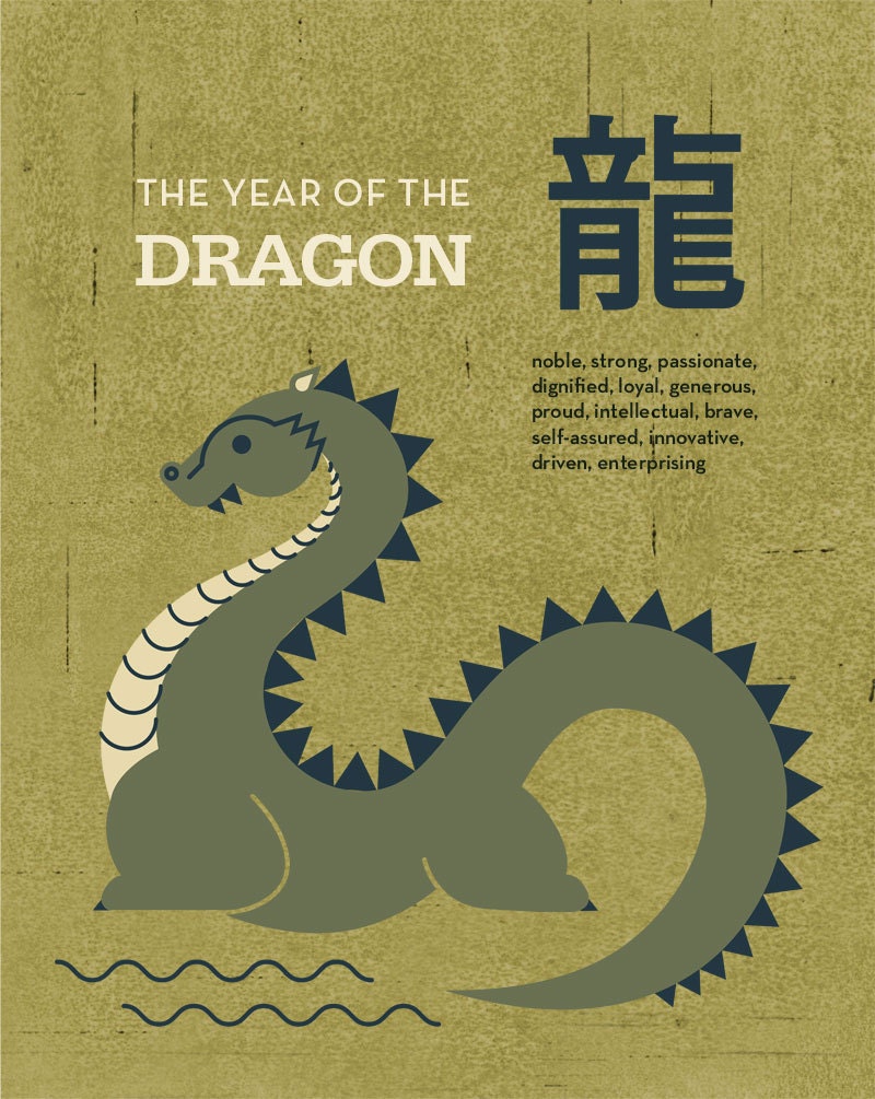 Zodiac The Year of the Dragon 2012 Archival 12 x 16 by annasee