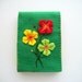 Green Needle Case Felt Needle Book with Hand Embroidered Felt Flowers Handsewn
