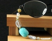 Beaded Aqua Turquoise Eyeglasses Holder - Cool Breeze. Handmade.