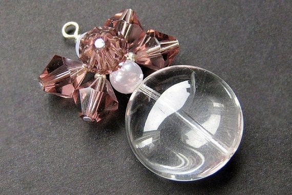 Beaded Pendant. Purple Beaded Charm, Zipper Pull, Purse Charm. Handmade Charm.
