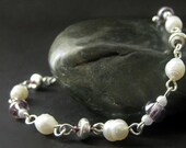 Handmade Beaded Bracelet - Pearl and Purple. Handmade Bracelet.