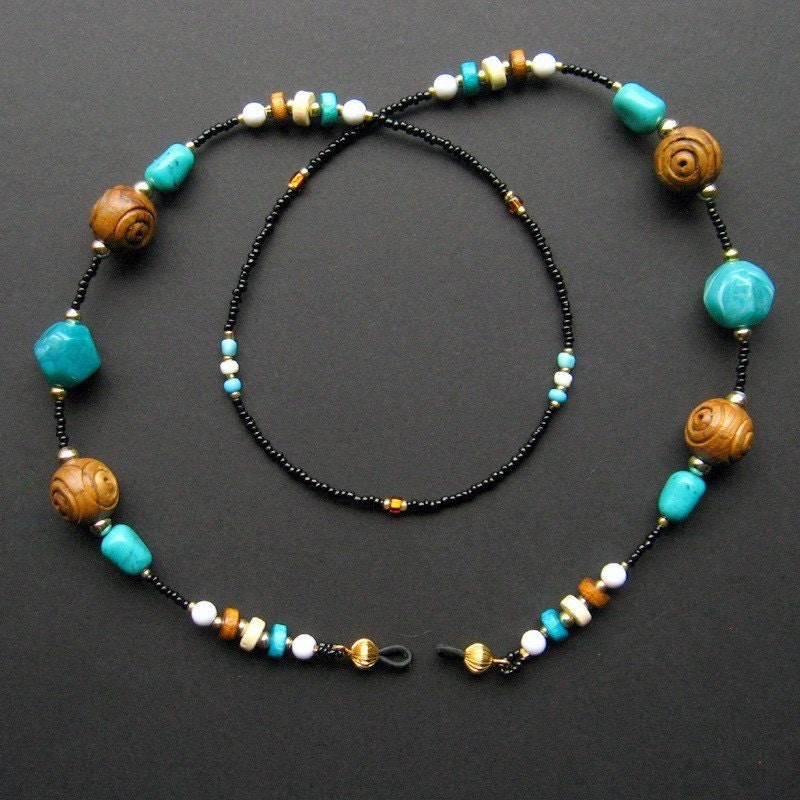 Turquoise Wood Beaded Eyeglasses Holder