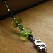 Green Beaded Bookmark. Money Charm. Money Bookmark. Book Thong. Handmade.