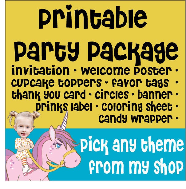 Printable Personalized Party Package - Any theme from my shop