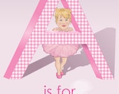 Kids Alphabet Wall Art - A is for... Illustrated from your photo - PRINTABLE FILE