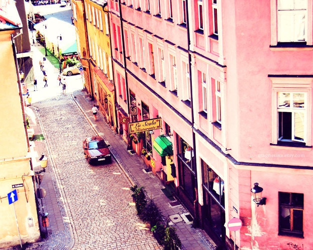 30% off  La Scala 8x10 (20x25cm) Original Fine Art Tavel Photography - Europe Poland street pastel colors summer in the city