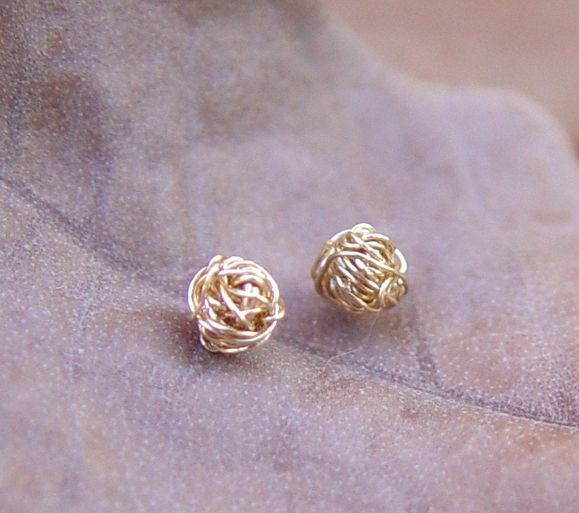 Tiny Wire Ball Post Earrings, Gold Filled - READY TO SHIP