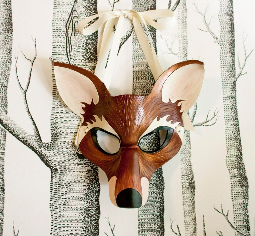 Fox Leather Mask, Adult Size - Made to Order ECO-FRIENDLY