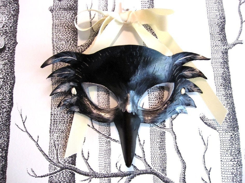 Raven Leather Mask, Adult Size - Made to Order ECO-FRIENDLY