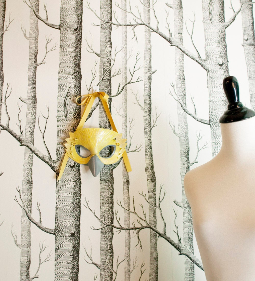 Yellow Finch Leather Mask, Adult Size - Made to Order ECO-FRIENDLY