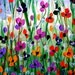 Poppy Flower Field Textured Original Painting on Canvas 36x24 Wall Art Painting, Made to Order