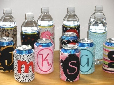 Easy Quilted Monogram Can - Bottle Koozie Wraps 6x10 Hoop - Machine Embroidery