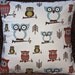 FREE SHIPPING One 18x18 inch Designer Pillow Cover - Contemporary, Funky - Hooty Owl Village. Pillow Case, Cushion Cover, Pillow Cover