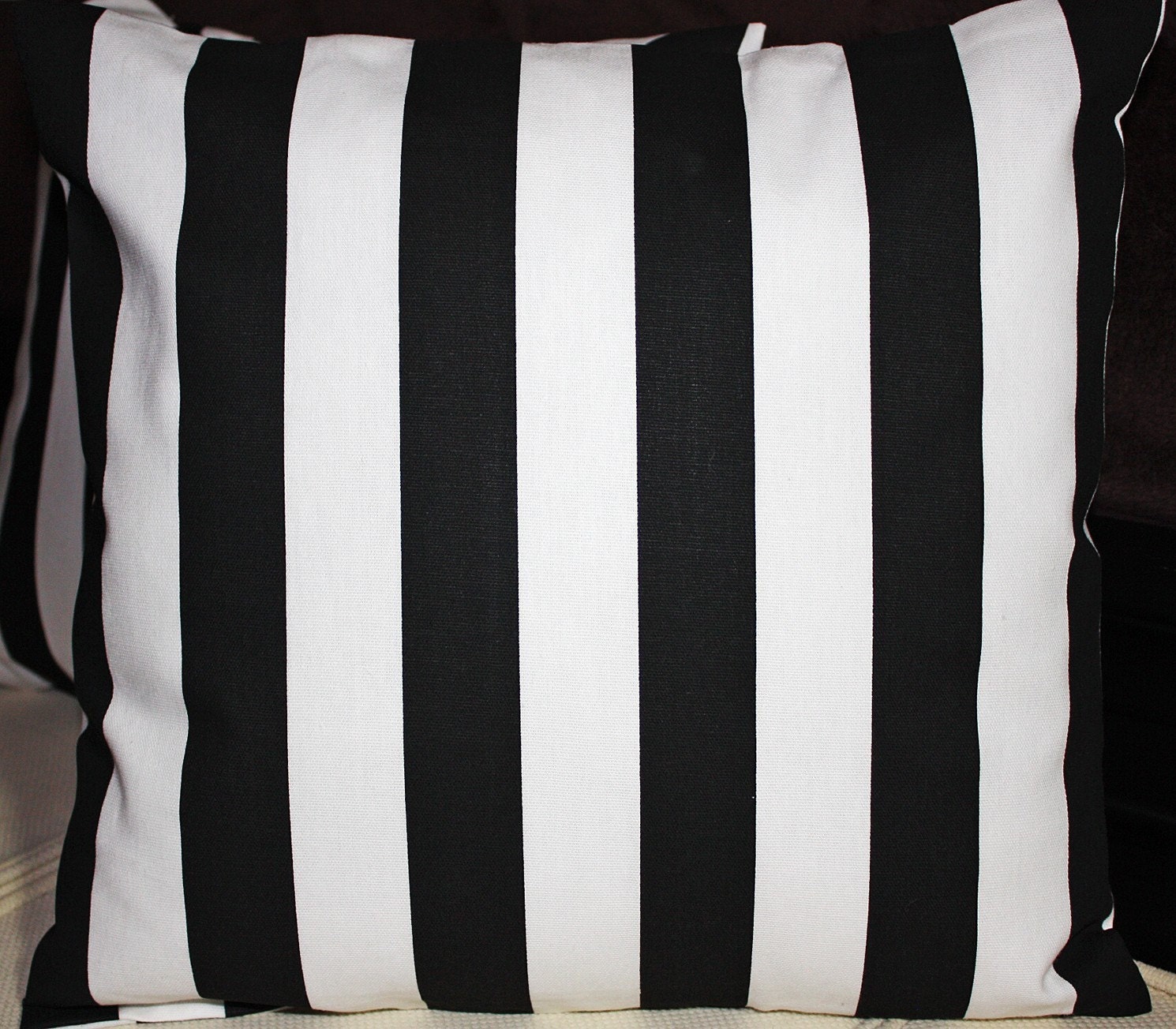 FREE U.S. SHIPPING - Set of Two 16x16 inch Designer Pillow Covers - Contemporary Classic Black and White Stripes.