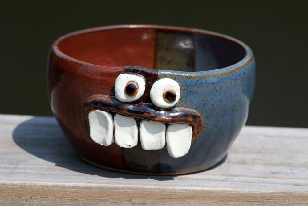 Funny Ceramic Cereal Bowl, Red White and Blue