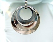 Handmade Sterling Silver Pendant Circles Organic Asymmetrical Elegant Modern Minimalist for Necklace Can be Texture Hand Stamped Personalize