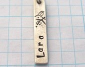 Sterling Silver Pendant Personalized Jewelry Very Thick Metal Custom Hand Forged Hand Stamped Engraved Bar Tag Charm for Necklace Handmade