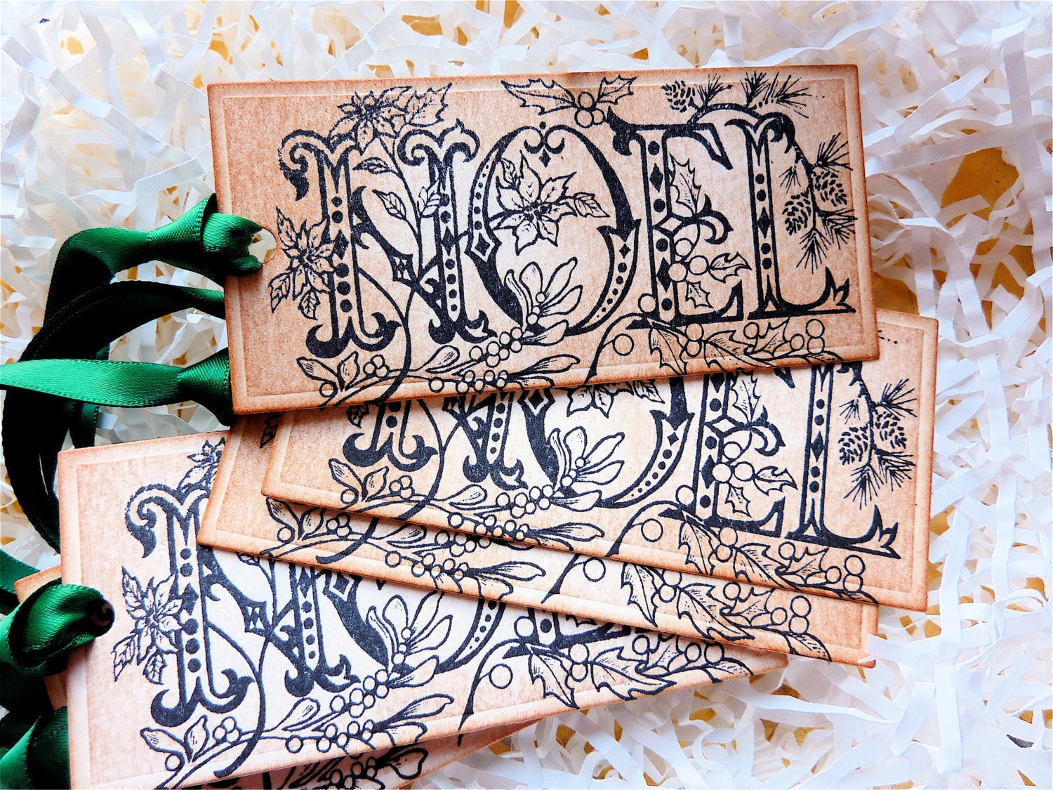 Noel Christmas Vintage Style Luxury Gift Tags Labels Set of Five