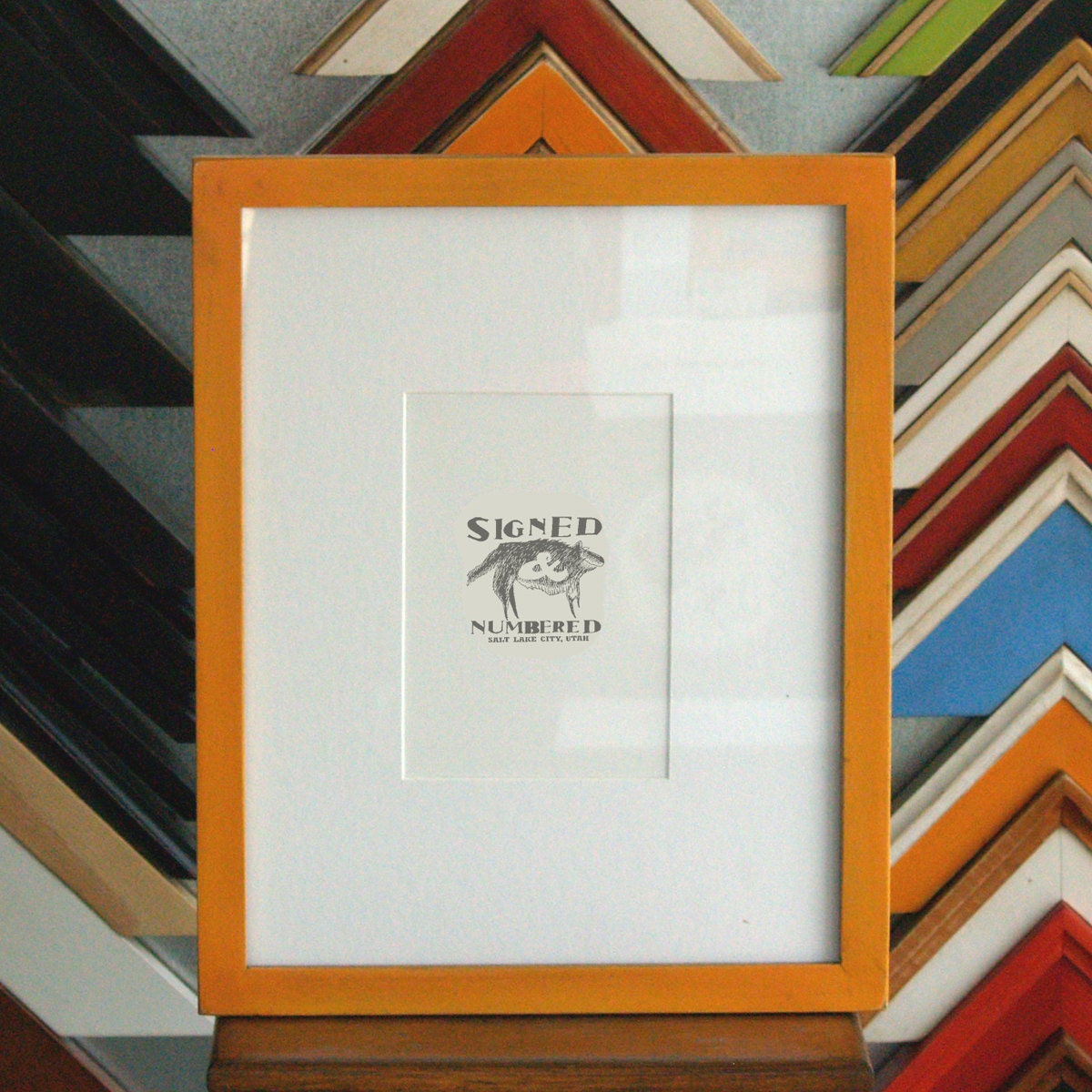 11x14 Picture Frame in 1x1 Flat Style with Vintage Orange Finish