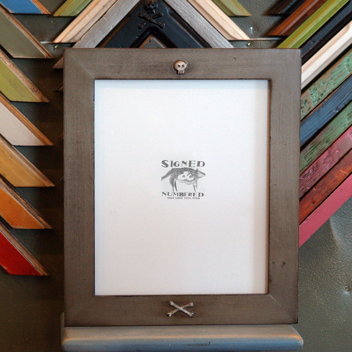 8x10 Picture Frame With One Pirate Skull And By Signedandnumbered