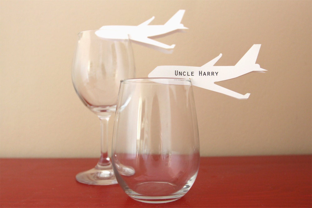 Leaving On A Jetplane wine glass placecards - set of 50