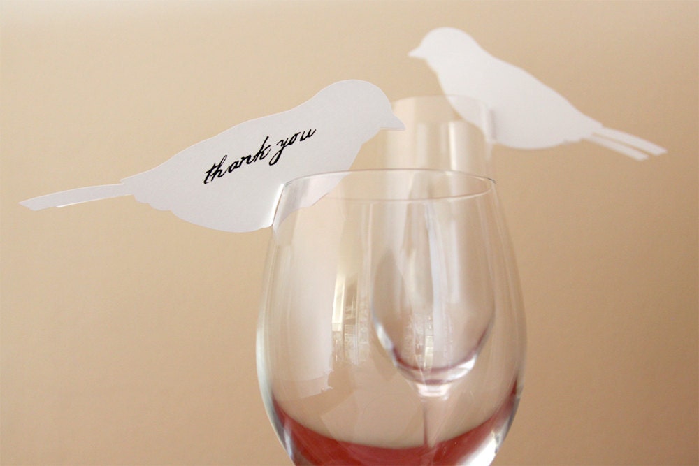 His Eye Is On The Sparrow wine glass placecards - set of 50